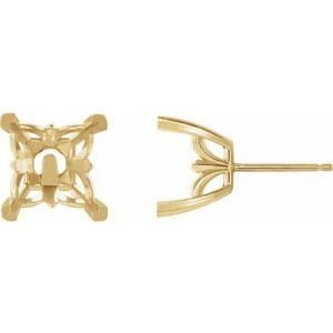 Earrings 14K Yellow 6x6 mm Square V-Prong Earring Mounting
