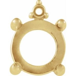 Settings 14K Yellow 3 mm Round 4-Prong Accented Cabochon Earring Setting