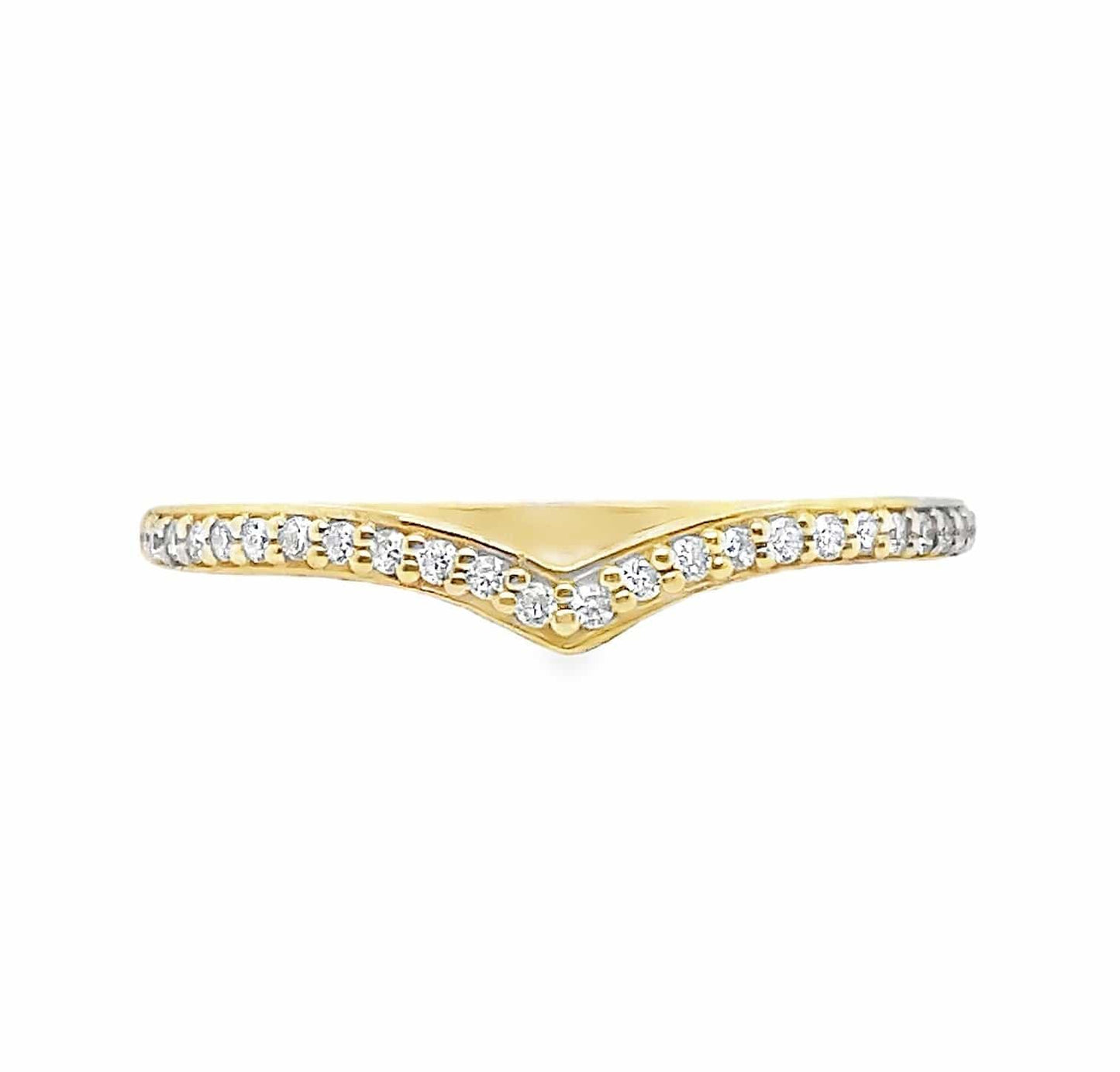 14KY 1/6CTW LG RBC DIAMOND V SHAPE CONTOUR BAND