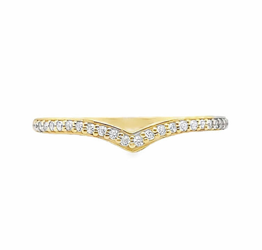14KY 1/6CTW LG RBC DIAMOND V SHAPE CONTOUR BAND