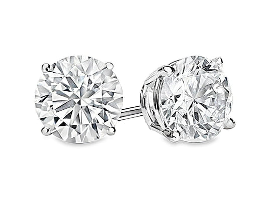 14KW 4.02CTW LG RBC F/VS2 DIAMOND STUD EARRINGS