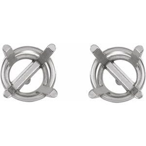 Earrings Continuum Sterling Silver 8 mm Round 4-Prong Earring Mounting