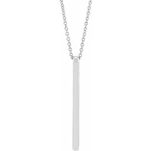 14K WHITE BAR 24" NECKLACE