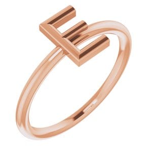 14K ROSE INITIAL E RING
