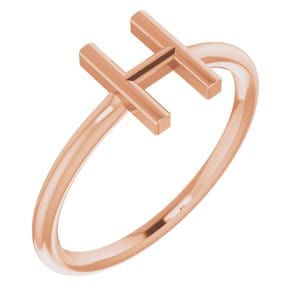14K ROSE INITIAL H RING