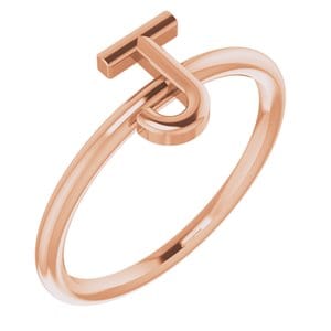 14K ROSE INITIAL J RING