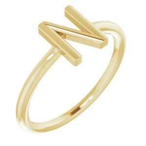14K YELLOW INITIAL N RING