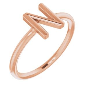 14K ROSE INITIAL N RING