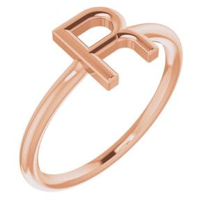 14K ROSE INITIAL R RING