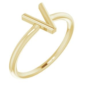 14K YELLOW INITIAL V RING