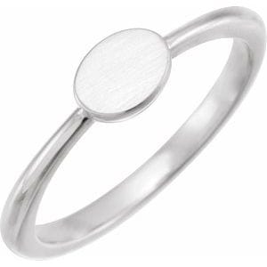 14K WHITE 6.75X5 MM OVAL ENGRAVABLE RING