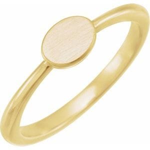 14K YELLOW 6.75X5 MM OVAL ENGRAVABLE RING