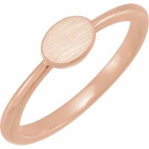 14K ROSE 6.75X5 MM OVAL ENGRAVABLE RING