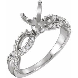 Rings 14K White 5.5x5.5 mm Square 1/3 CTW Natural Diamond Semi-Set Engagement Ring