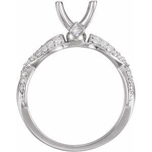 Rings 14K White 5.5x5.5 mm Square 1/3 CTW Natural Diamond Semi-Set Engagement Ring