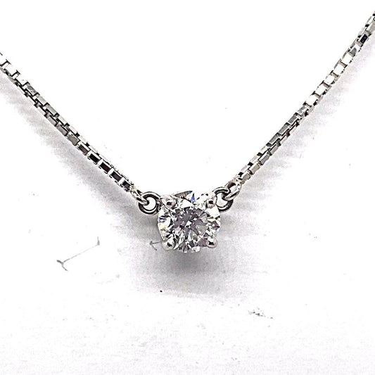 14K WHITE GOLD .50 CT SI2 F GIA CERT ROUND BRILLIANT NATURAL DIAMOND SOLITAIRE PENDANT
