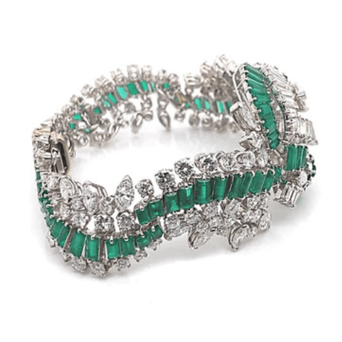 PLATINUM UNTREATED COLUMBIAN EMERALDS & NATURAL DIAMOND (FG/VVS) BRACELET