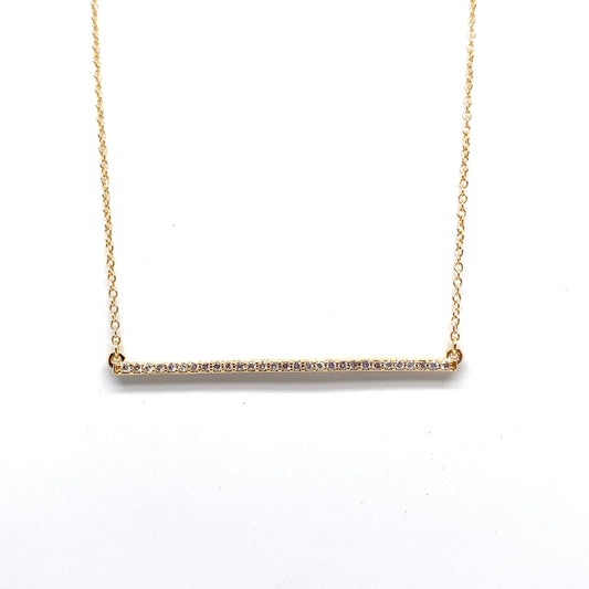 14K YELLOW GOLD 1/6 CT TW NATURAL ROUND BRILLIANT DIAMOND BAR STYLE NECKLACE