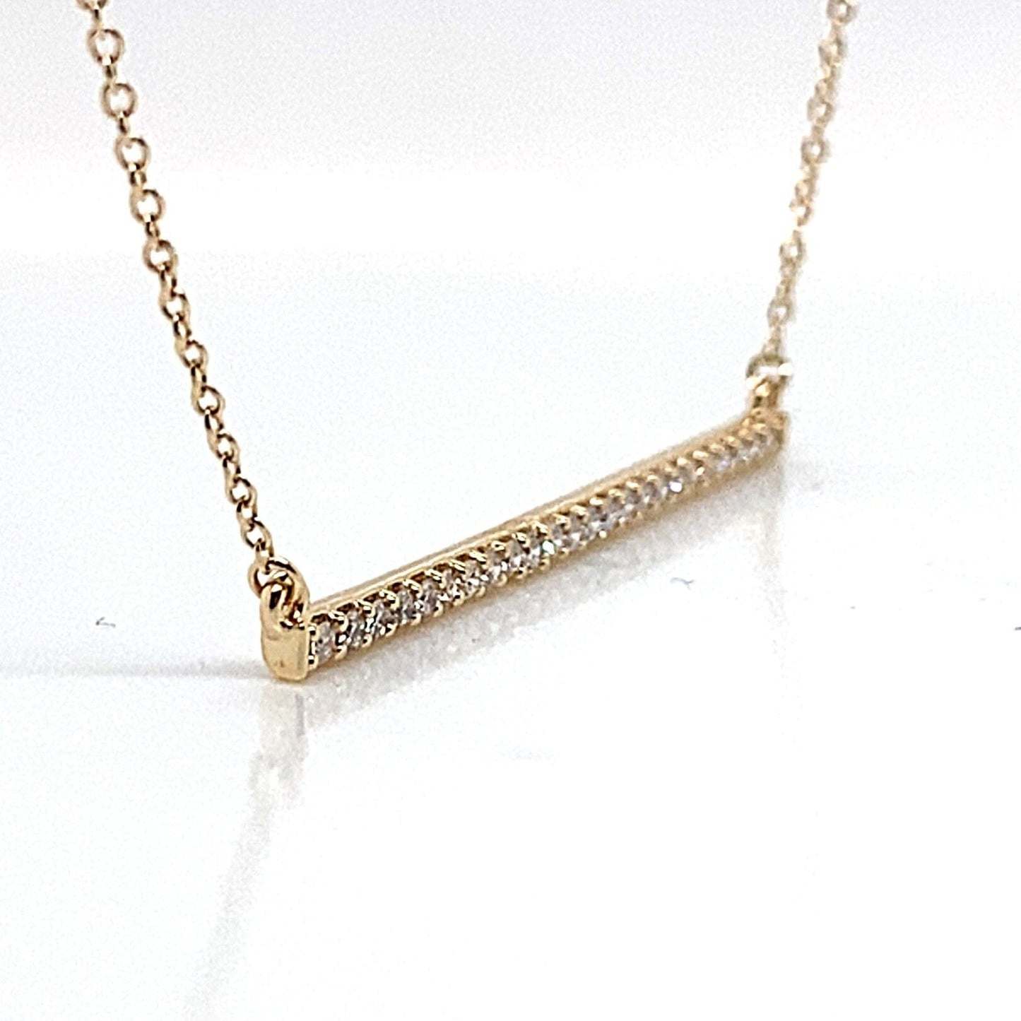 14K YELLOW GOLD 1/3 CT TW NATURAL ROUND BRILLIANT DIAMOND BAR NECKLACE