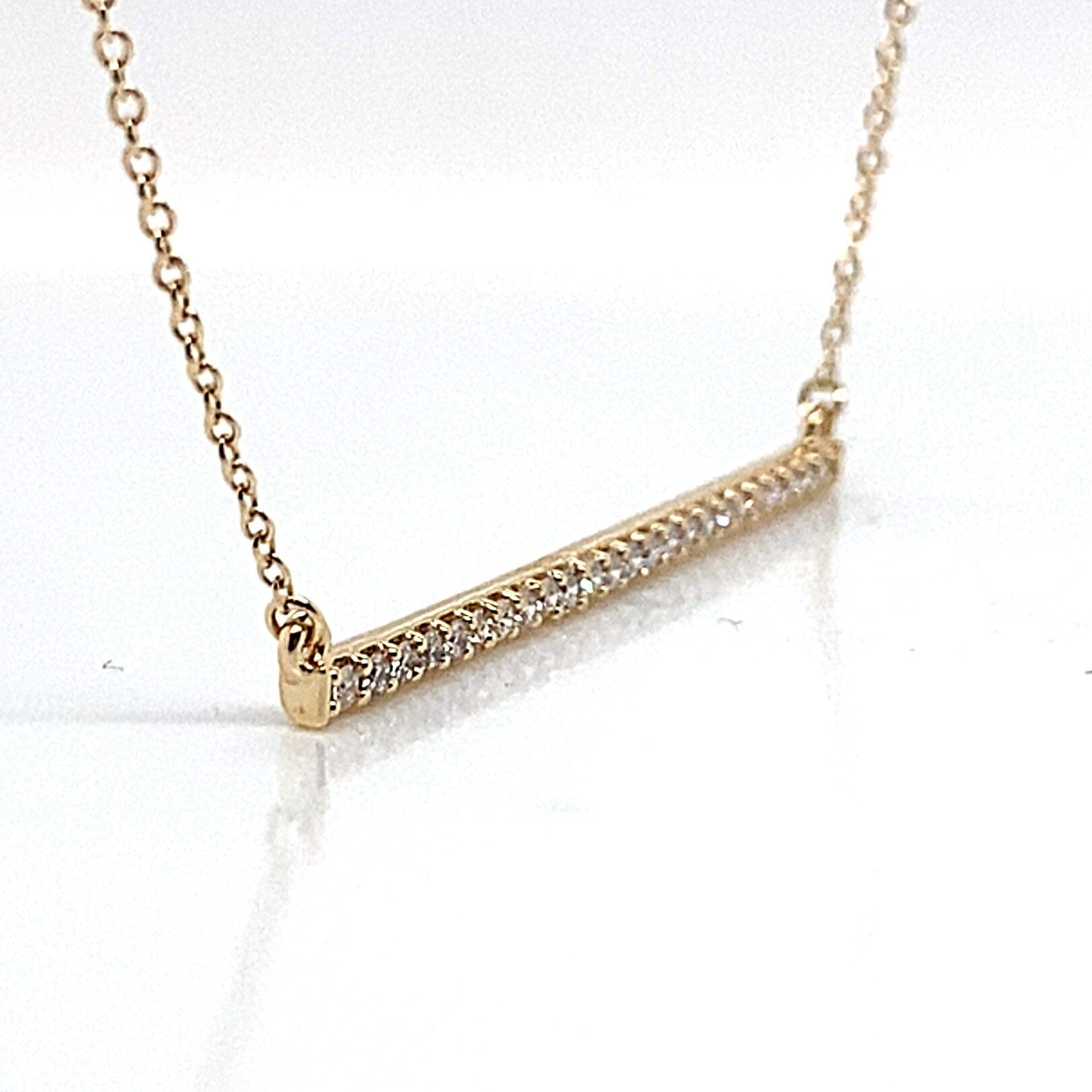 14K YELLOW GOLD 1/3 CT TW NATURAL ROUND BRILLIANT DIAMOND BAR NECKLACE