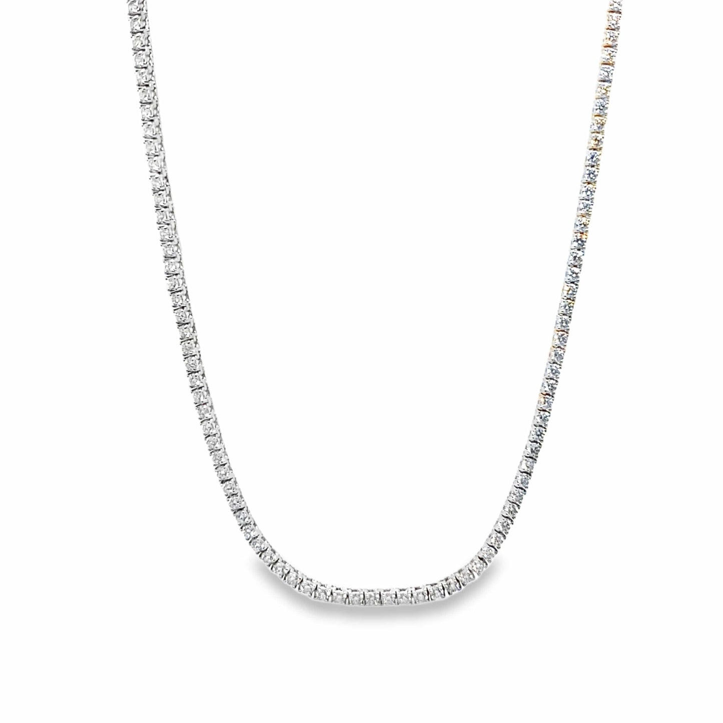 18K WHITE GOLD 6.5 CT TW NATURAL ROUND BRILLIANT DIAMOND STRAIGHT LINE TENNIS NECKLACE  22"