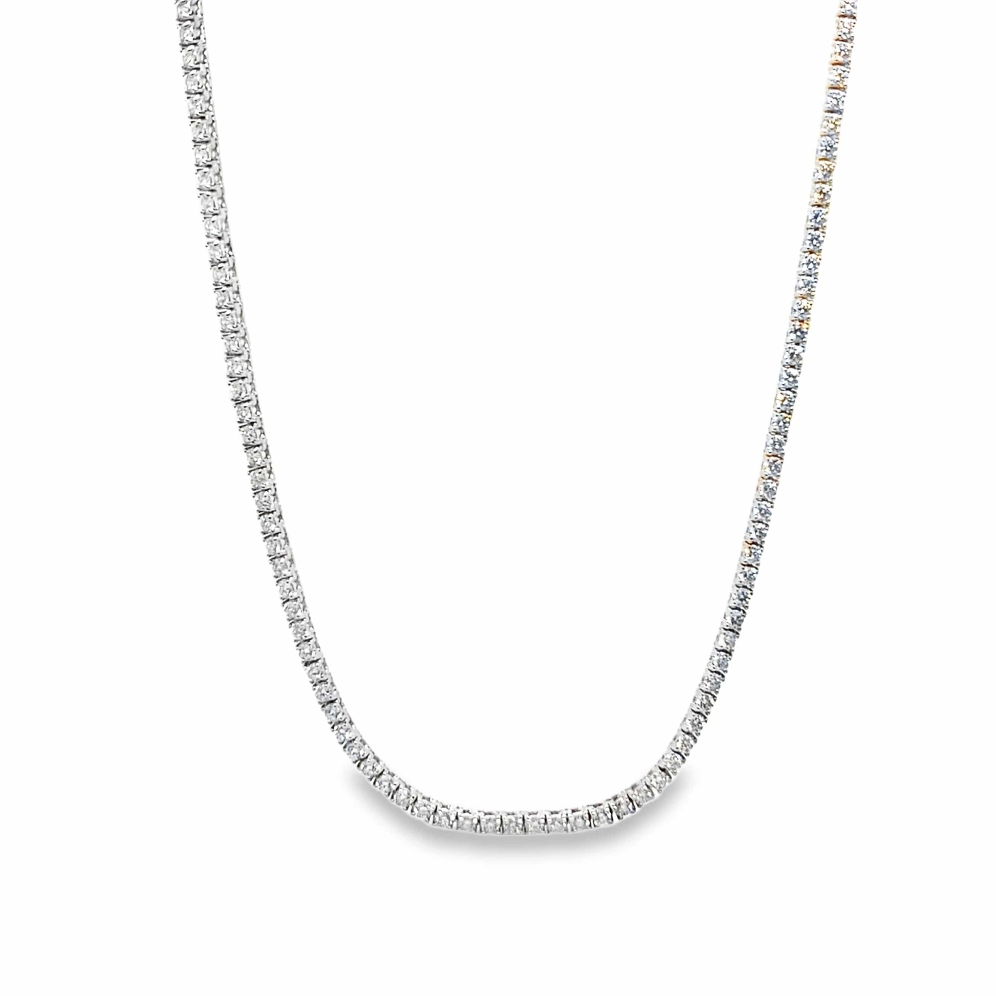 18K WHITE GOLD 6.5 CT TW NATURAL ROUND BRILLIANT DIAMOND STRAIGHT LINE TENNIS NECKLACE  22"