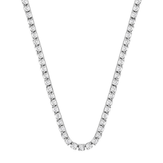 PLATINUM 15 CT TW NATURAL ROUND BRILLIANT DIAMOND G-H/I2  GRADUATED TENNIS NECKLACE