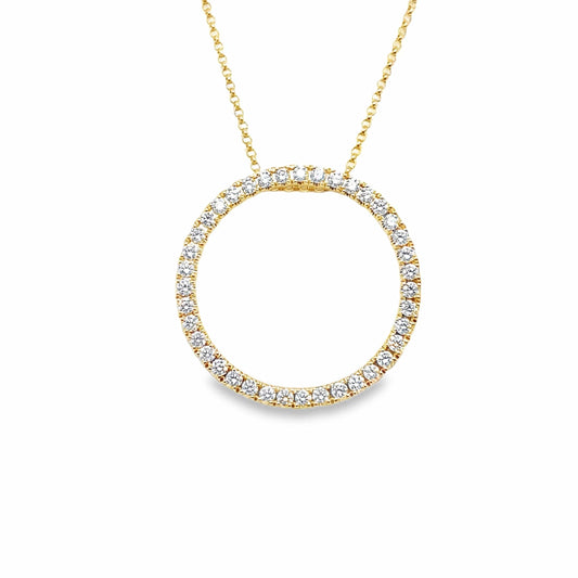 14K GOLD DIAMOND CIRCLE PENDANT NECKLACE 1/4 CT TW