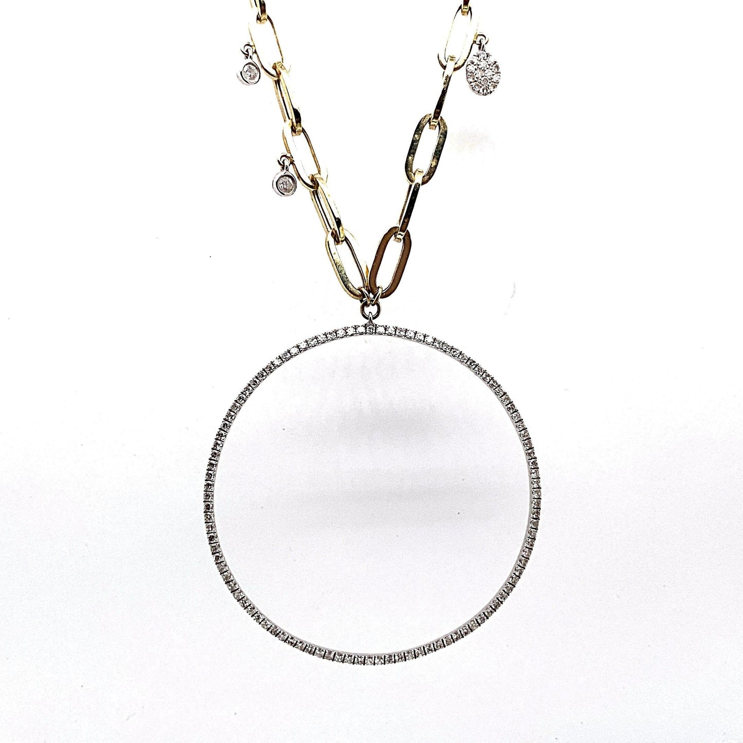 14K YELLOW GOLD .31 CT TW NATURAL DIAMOND CIRCLE STYLE NECKLACE
