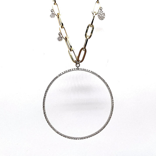 14K YELLOW GOLD .31 CT TW NATURAL DIAMOND CIRCLE STYLE NECKLACE
