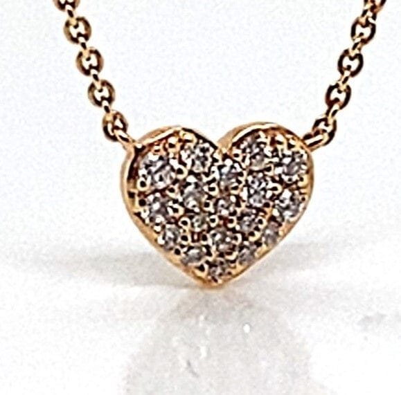 14K ROSE GOLD .10 CT TW NATURAL ROUND BRILLIANT DIAMOND PETITE HEART NECKLACE