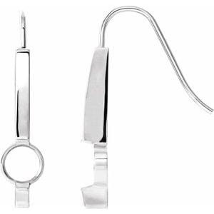 Sterling Silver 4.4 mm Round Bar Earring Mounting