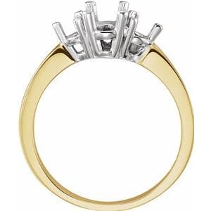 Rings 14K Yellow/White 6x4 mm Oval Three-Stone Engagement Ring Mounting