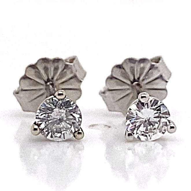 14K WHITE GOLD .34CT TW NATURAL DIAMOND ROUND BRILLIANT F-G/SI1 MARTINI STYLE STUD EARRINGS