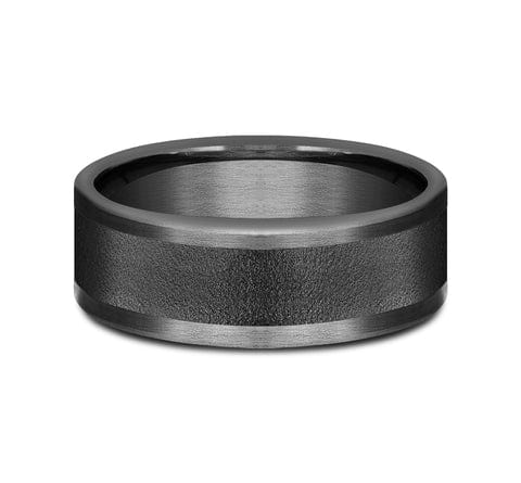 DARK GREY TANTALUM MEN'S BAND WIRE BRUSHED CENTER STRAIGHT EDGES 8MM COMFORT-FIT SIZE 9.5