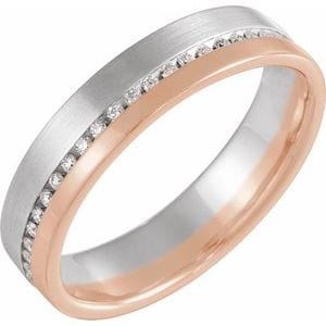 Rings 14K White/Rose 1/3 CTW Natural Diamond 6mm Band Size 11