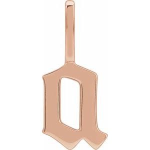 14K ROSE GOTHIC INITIAL A CHARM/PENDANT