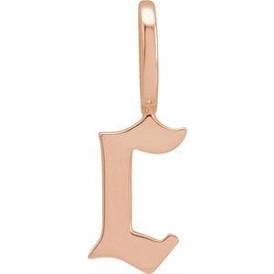 14K ROSE GOTHIC INITIAL C CHARM/PENDANT
