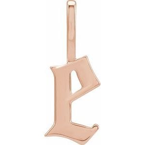 14K ROSE GOTHIC INITIAL E CHARM/PENDANT