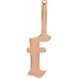 14K ROSE GOTHIC INITIAL F CHARM/PENDANT