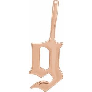 14K ROSE GOTHIC INITIAL G CHARM/PENDANT