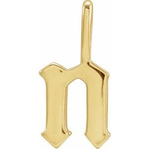 14K YELLOW GOTHIC INITIAL N CHARM/PENDANT