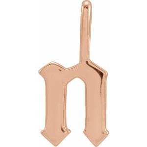 14K ROSE GOTHIC INITIAL N CHARM/PENDANT