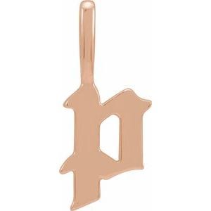 14K ROSE GOTHIC INITIAL P CHARM/PENDANT