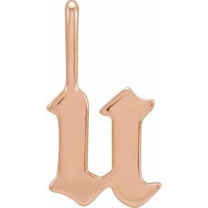 14K ROSE GOTHIC INITIAL U CHARM/PENDANT