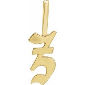 14K YELLOW GOTHIC INITIAL Z CHARM/PENDANT