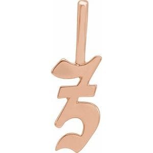 14K ROSE GOTHIC INITIAL Z CHARM/PENDANT