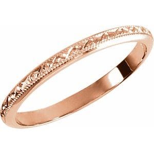 Rings 14K Rose 2 mm Milgrain Geometric Band Size 5.5