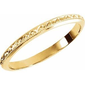 Rings 14K Yellow 2 mm Milgrain Geometric Band Size 5.5
