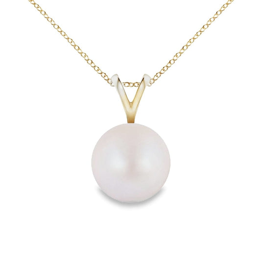 14K YELLOW GOLD 6 MM AKOYA PEARL PENDANT WITH CHAIN